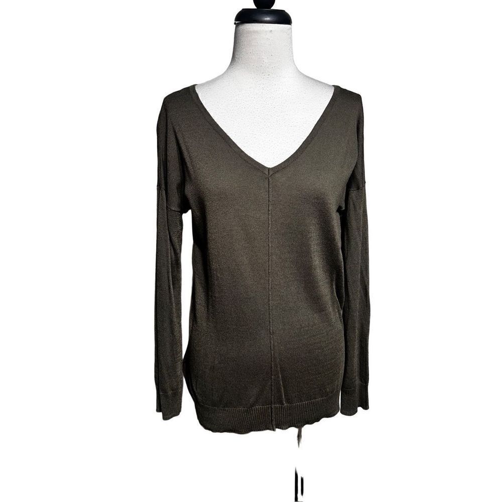 Pink Rose Long Sleeve Tunic Sweater Army Green Size Medium